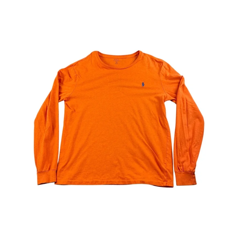 Polo Ralph Lauren Long Sleeve T‎ Shirt Orange Crew Neck Pony Logo Size Medium